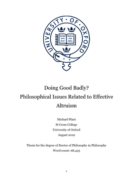 Doing Good Badly? Philosophical Issues Related to Effective Altruism
