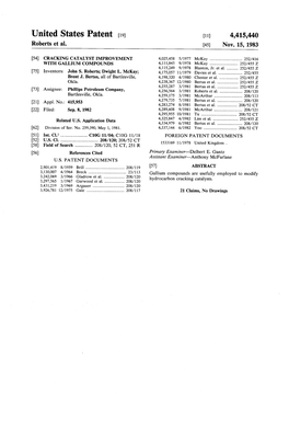 United States Patent (19) 11) 4,415,440 Roberts Et Al