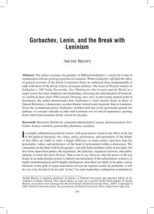 A Gorbachev, Lenin, and the Break with Leninism