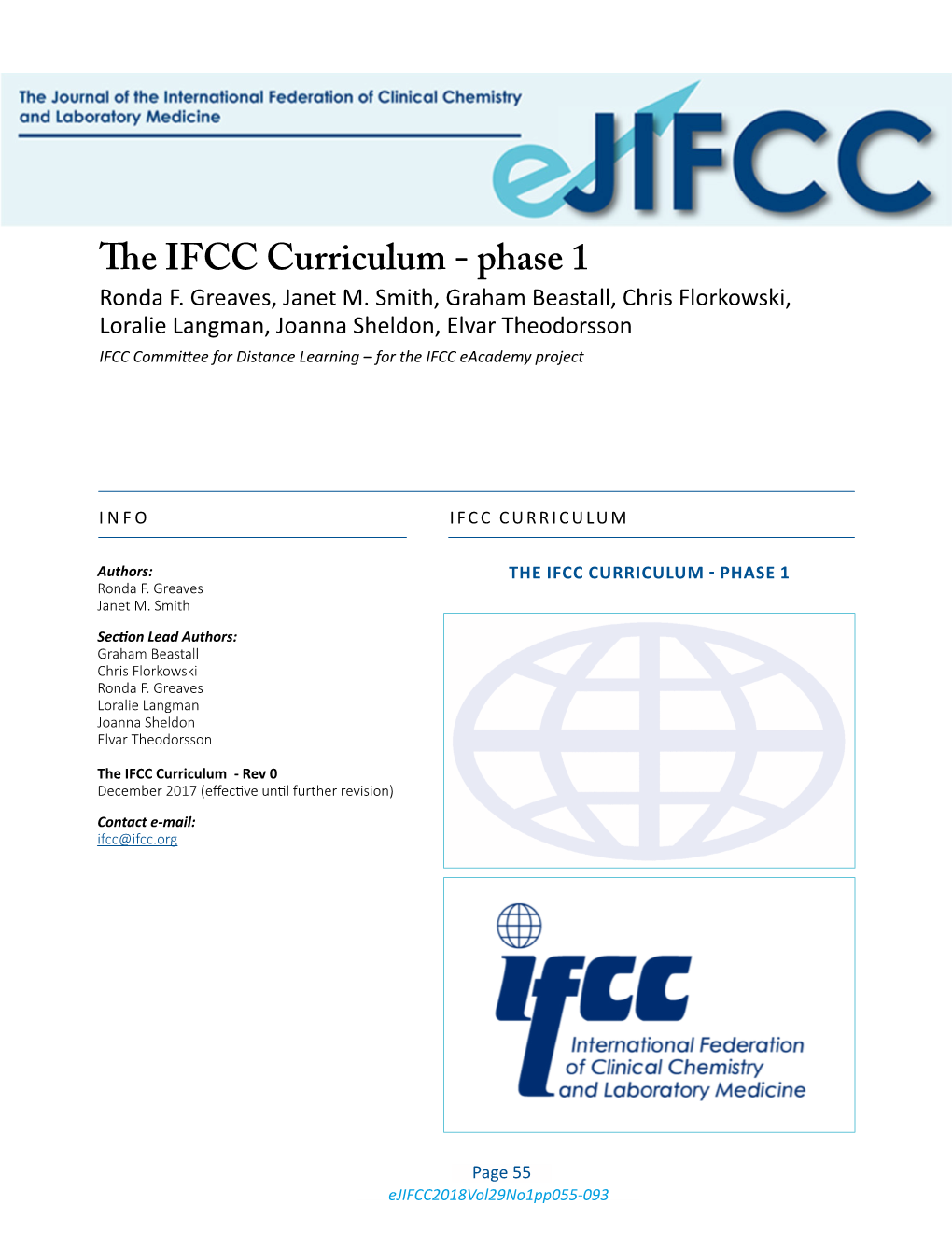 The IFCC Curriculum - Phase 1 Ronda F