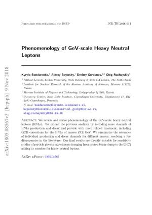 Phenomenology of Gev-Scale Heavy Neutral Leptons Arxiv:1805.08567