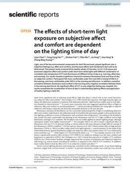 The Effects of Short-Term Light Exposure on Subjective Affect And