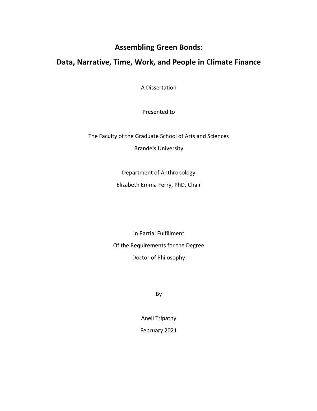 Assembling Green Bonds: Data, Narrative, Time, Work, and People in Climate Finance