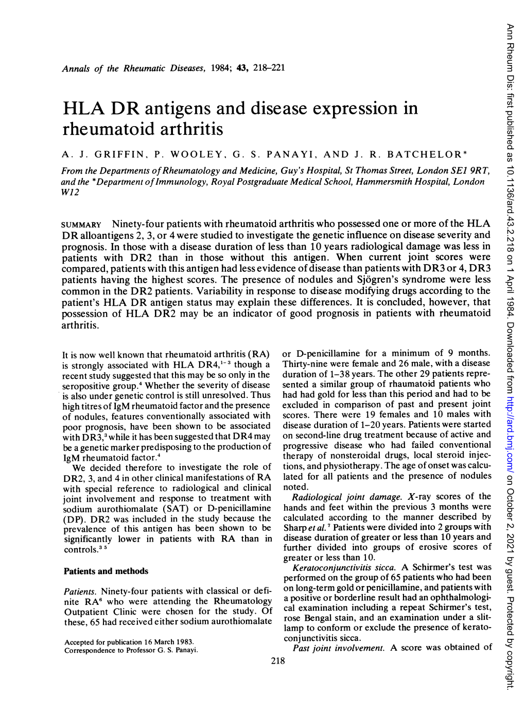 Rheumatoid Arthritis A