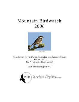 Mountain Birdwatch 2006
