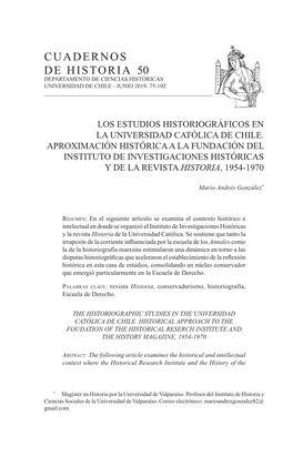 Cuadernos De Historia 50 Departamento De Ciencias Históricas Universidad De Chile - Junio 2019: 75-102