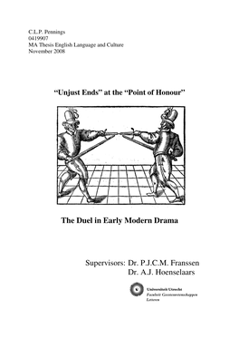 The Duel in Early Modern Drama Supervisors