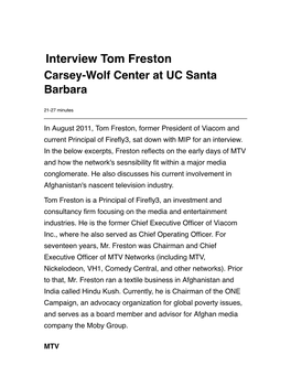 Interview Tom Freston