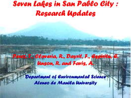 Seven Lakes in San Pablo City : Research Updates