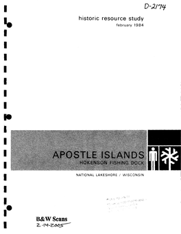 Historic Resource Study, Hokenson Fishing Dock, Apostle Islands National Lakeshore, Wisconsin