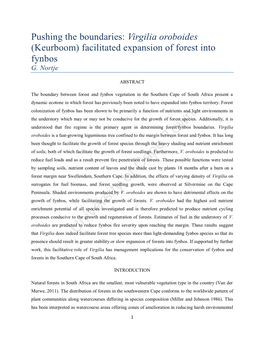 Virgilia Oroboides (Keurboom) Facilitated Expansion of Forest Into Fynbos G