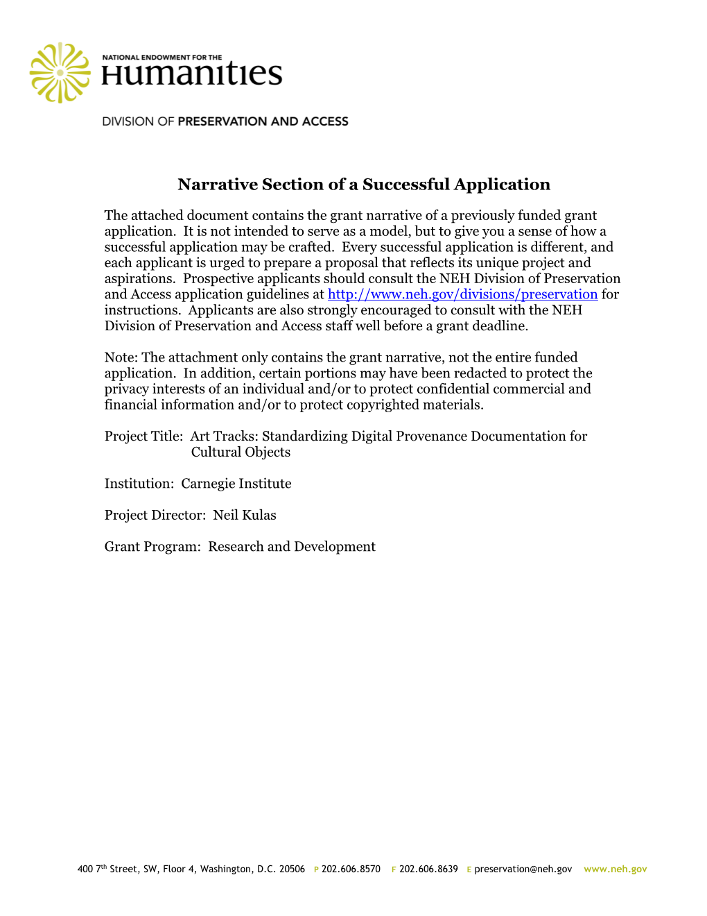 Carnegie Institute, Standardizing Digital Provenance Documentation