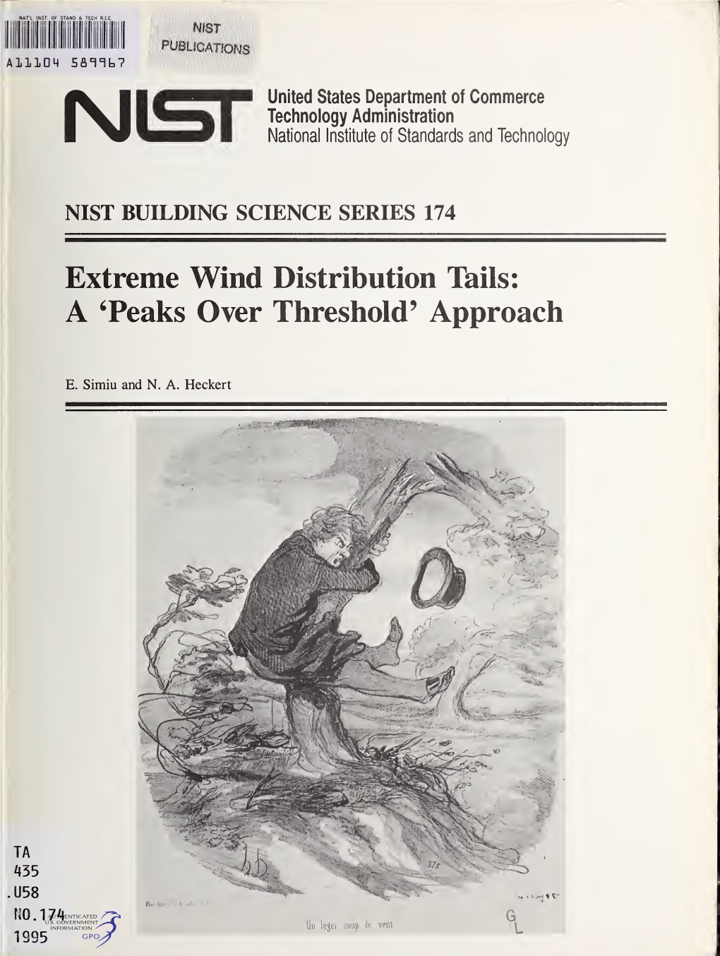 Extreme Wind Distribution Tails: a 'Peaks Over Threshold' Approach