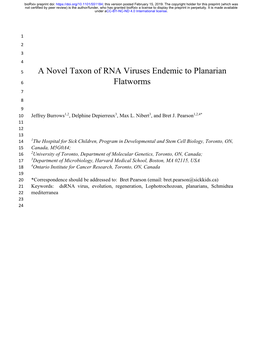 A Novel Taxon of RNA Viruses Endemic to Planarian Flatworms