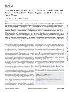 Discovery of Multiple Modified F430 Coenzymes in Methanogens And