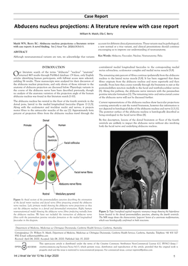 Abducens Nucleus Projections: a Literature Review with Case Report William N