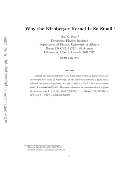 Why the Kirnberger Kernel Is So Small