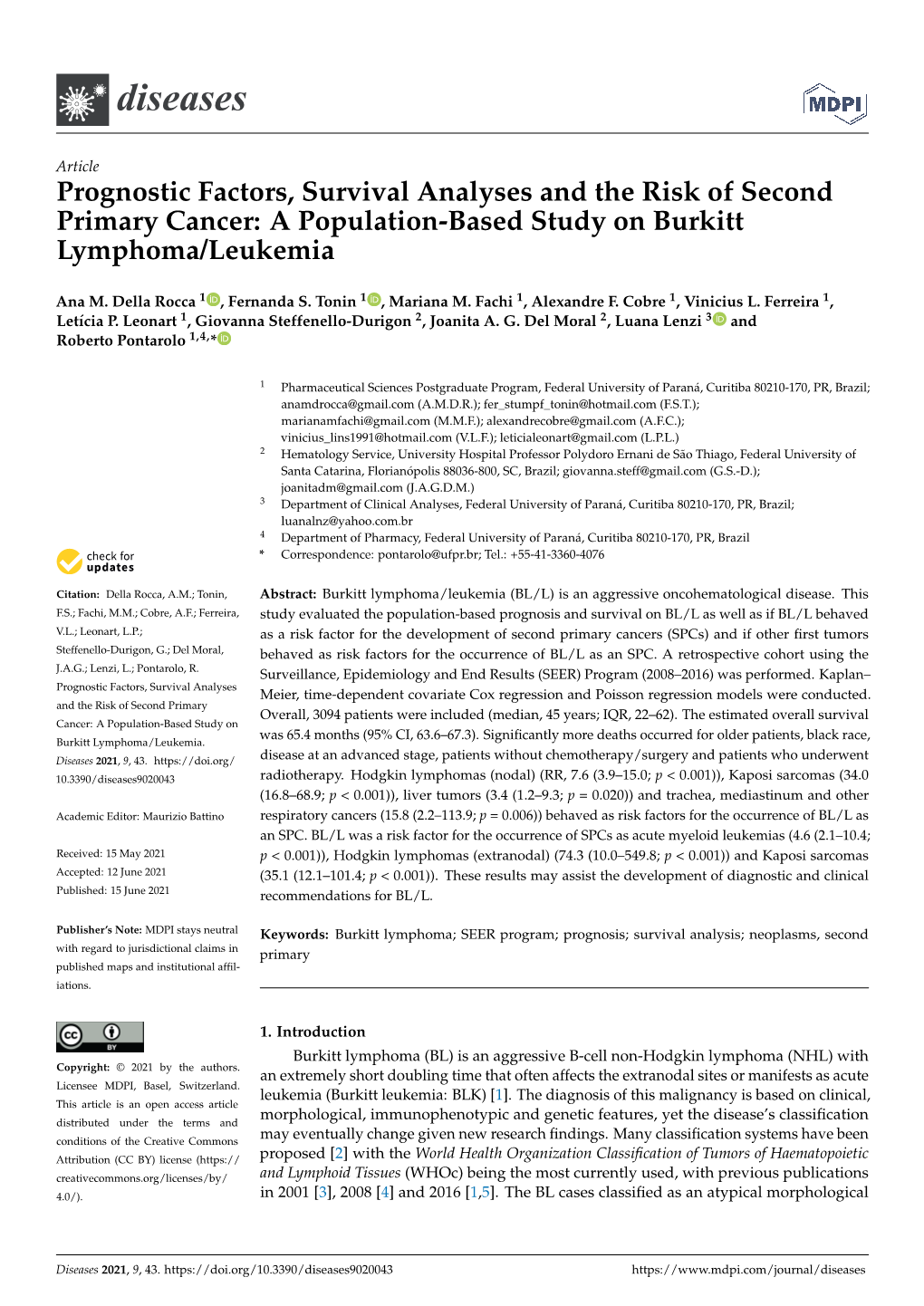 A Population-Based Study on Burkitt Lymphoma/Leukemia