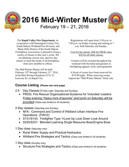 2016 Mid-Winter Muster February 19 – 21, 2016