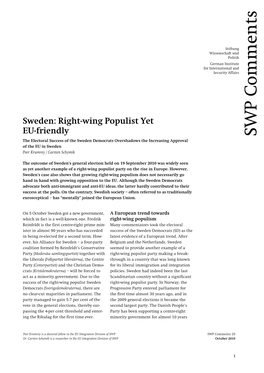 Sweden: Right-Wing Populist Yet EU-Friendly