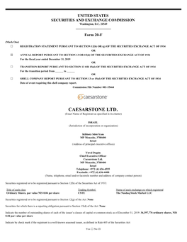CAESARSTONE LTD. (Exact Name of Registrant As Specified in Its Charter)