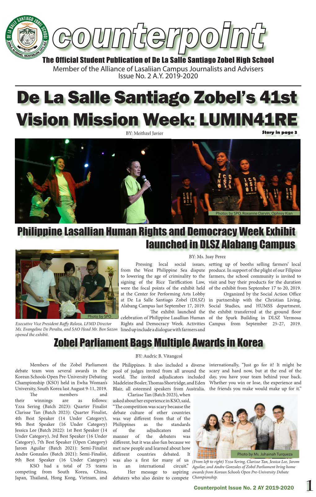 De La Salle Santiago Zobel's 41St Vision Mission Week: LUMIN41RE