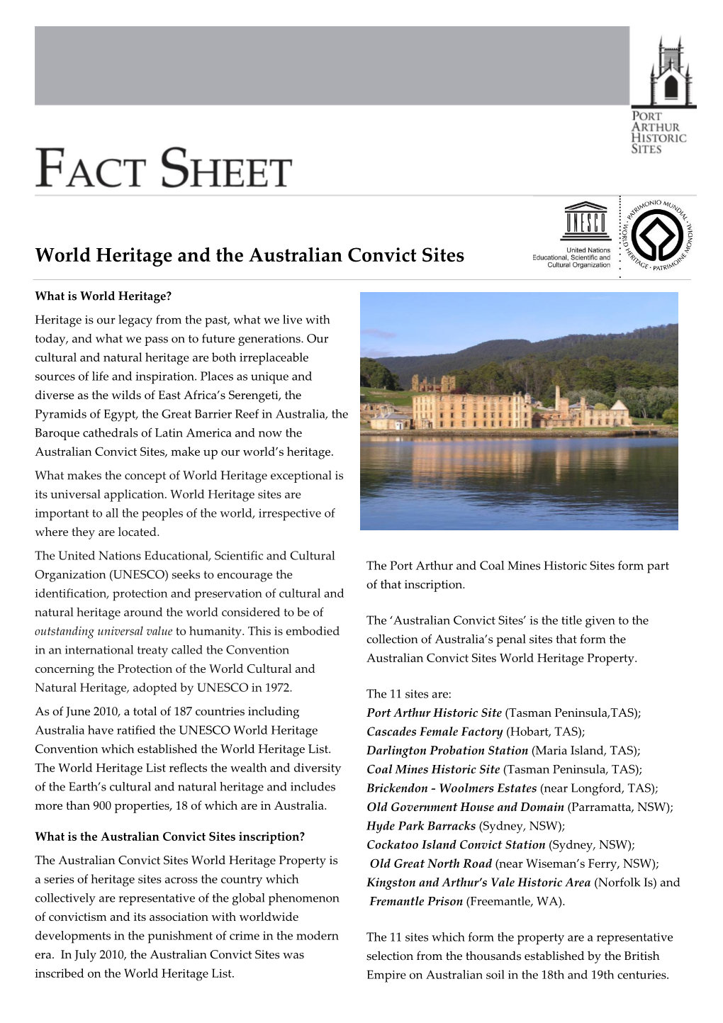 World Heritage and the Australian Convict Sites