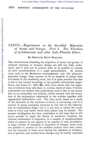 LXXVI 1.-Experiments on the So-Called Migration of Atoms and Groups