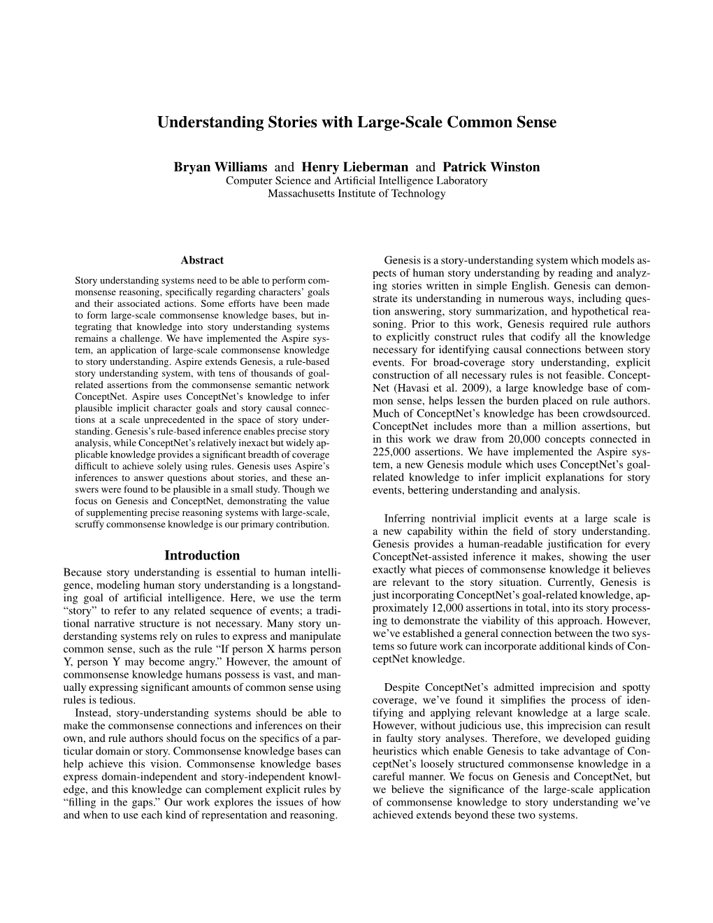 Understanding Stories with Large-Scale Common Sense