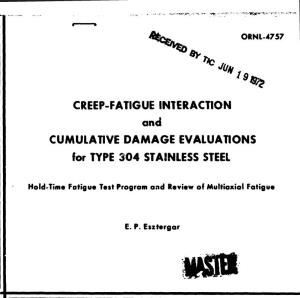 Creep-Fatigue Interaction Cumulative Damage