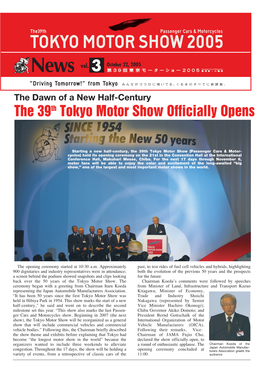 The Dawn of a New Half-Century the 39Th Tokyo Motor Show Officially