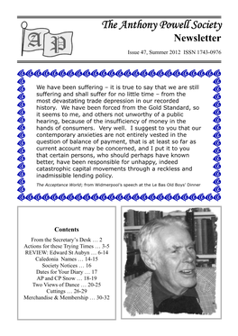 The Anthony Powell Society Newsletter