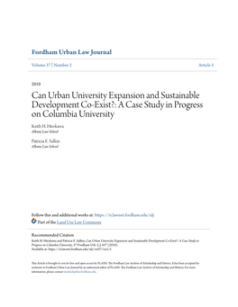 Can Urban University Expansion and Sustainable Development Co-Exist?: a Case Study in Progress on Columbia University Keith H