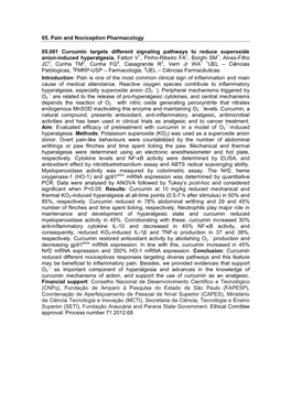 05. Pain and Nociception Pharmacology 05.001 Curcumin