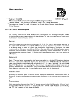 TIF Districts • Proposed Action