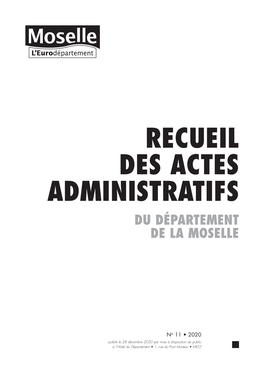 Recueil Des Actes Administratifs Du Département De La Moselle
