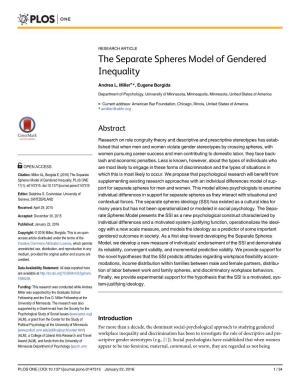 The Separate Spheres Model of Gendered Inequality