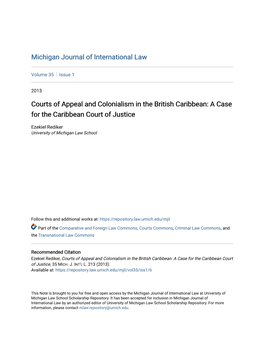 Courts of Appeal and Colonialism in the British Caribbean: a Case for the Caribbean Court of Justice