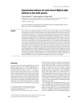 Experimental Evidence for Male Biased Flight-To-Light Behavior in Two