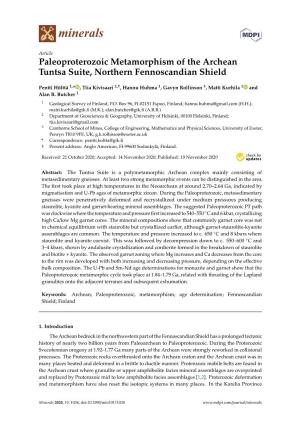 Paleoproterozoic Metamorphism of the Archean Tuntsa Suite, Northern Fennoscandian Shield