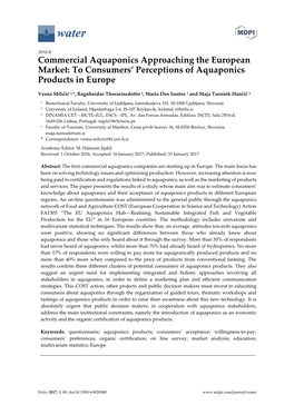 To Consumers' Perceptions of Aquaponics Products In