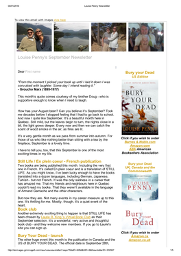 Louise Penny's September Newsletter