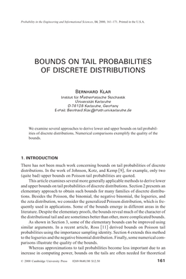 Bounds on Tail Probabilities of Discrete Distributions
