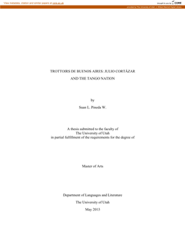Trottoirs De Buenos Aires: Julio Cortázar and the Tango Nation