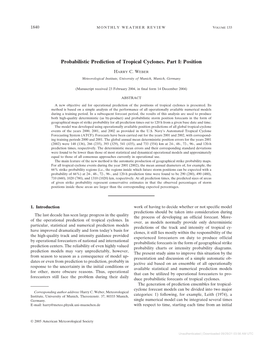 Probabilistic Prediction of Tropical Cyclones. Part I: Position