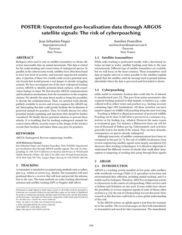 Unprotected Geo-Localisation Data Through ARGOS Satellite Signals: the Risk of Cyberpoaching