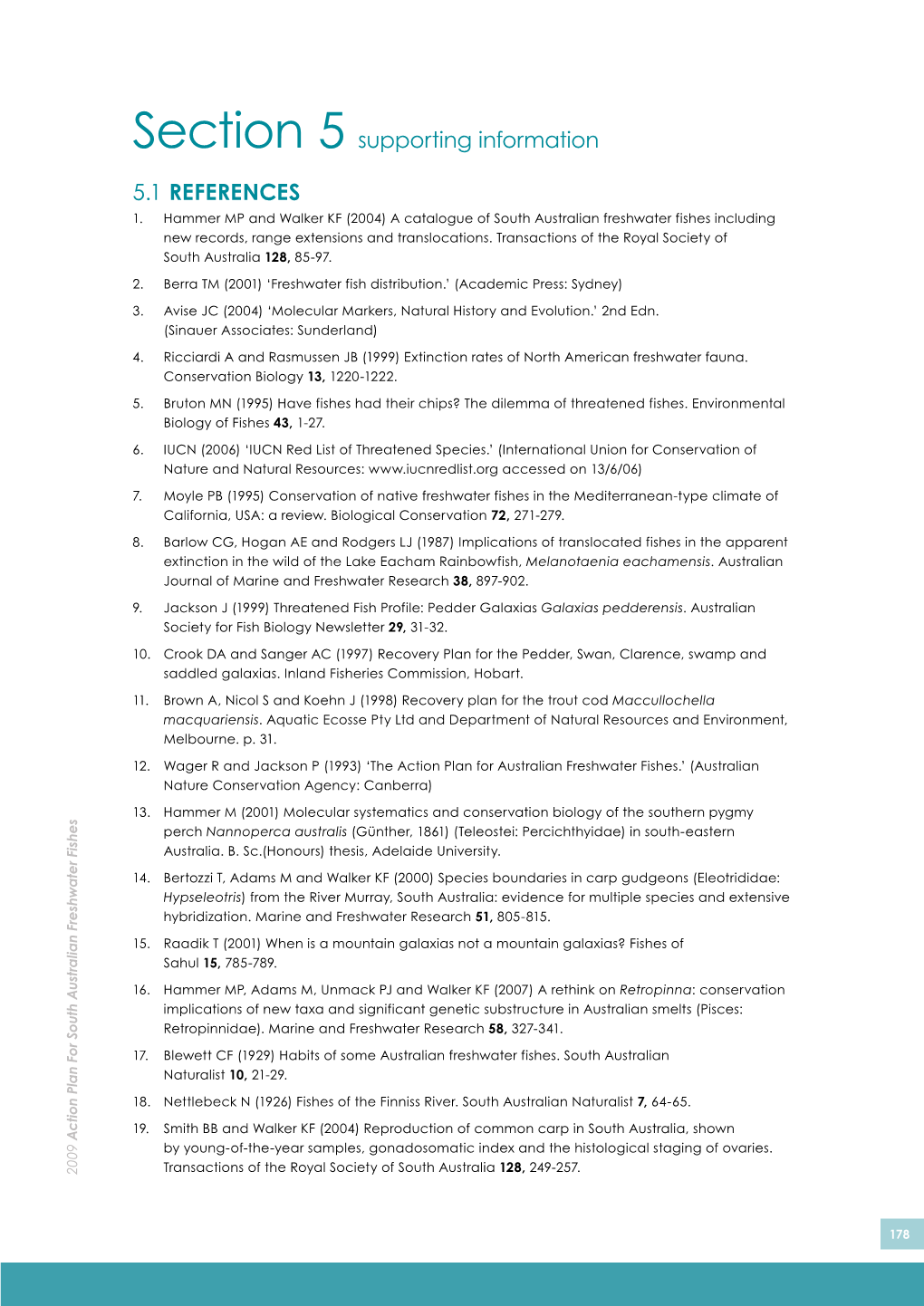 Action Plan for South Australian Freshwater Fishes 2009