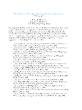 Nuclear Weapons Bibliography