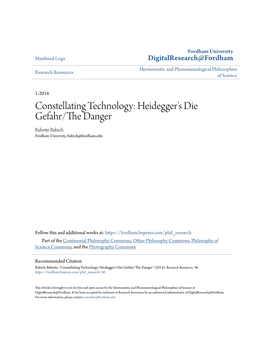 Constellating Technology: Heidegger's Die Gefahr/The Danger
