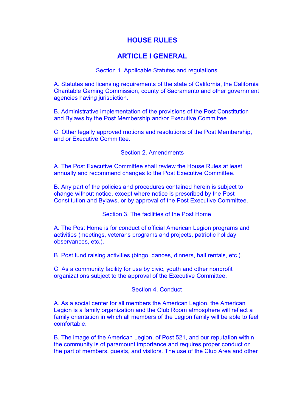 Section 1. Applicable Statutes and Regulations